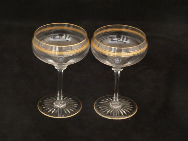 2 Val St Lambert Champagne Glasses, Vintage Crystal Champagne Coupes, Antique Champagne Flutes Belgium 1930s, Wedding Champagne Glasses