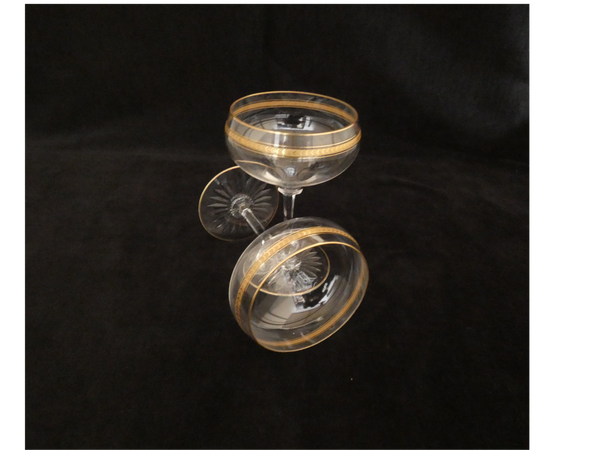 2 Val St Lambert Champagne Glasses, Vintage Crystal Champagne Coupes, Antique Champagne Flutes Belgium 1930s, Wedding Champagne Glasses