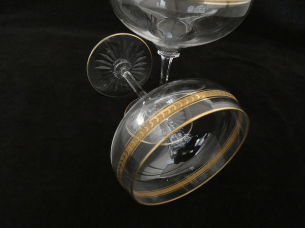 2 Val St Lambert Champagne Glasses, Vintage Crystal Champagne Coupes, Antique Champagne Flutes Belgium 1930s, Wedding Champagne Glasses
