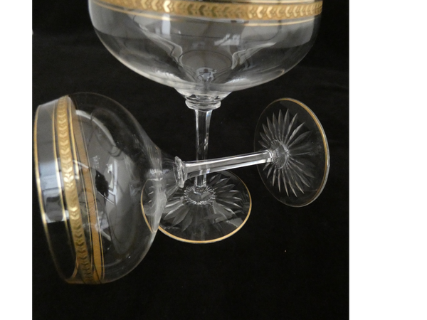 2 Val St Lambert Champagne Glasses, Vintage Crystal Champagne Coupes, Antique Champagne Flutes Belgium 1930s, Wedding Champagne Glasses