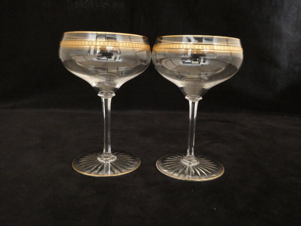 2 Val St Lambert Champagne Glasses, Vintage Crystal Champagne Coupes, Antique Champagne Flutes Belgium 1930s, Wedding Champagne Glasses