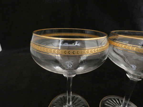 2 Val St Lambert Champagne Glasses, Vintage Crystal Champagne Coupes, Antique Champagne Flutes Belgium 1930s, Wedding Champagne Glasses
