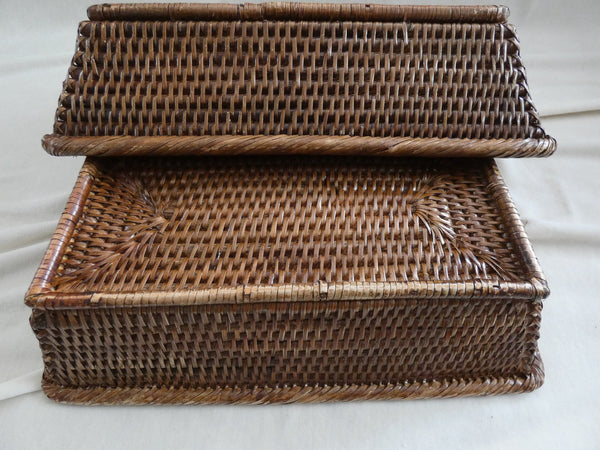 Vintage Rattan Baskets, Woven rattan basket set, Natural Wicker Baskets, Vintage Boho Basket,