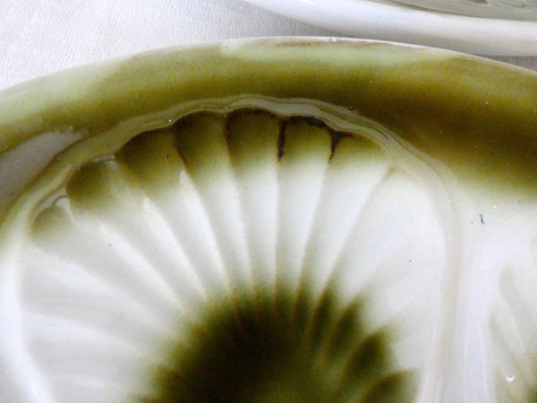 Set of 6 French Oyster Plates 'Moulin des Loups' Mark, Seafood Ceramic Serving platter Scallops Coquille St Jacques, French Vintage 70s
