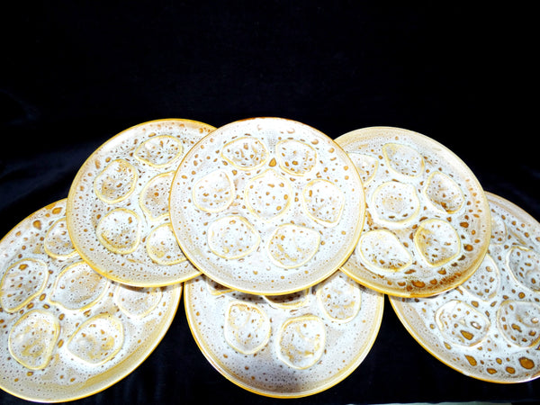 4 Niderviller France Majolica Oyster Plates, Vintage Niderviller Faience Pottery French Mousse Oyster Platter, French Oyster Serving Platter