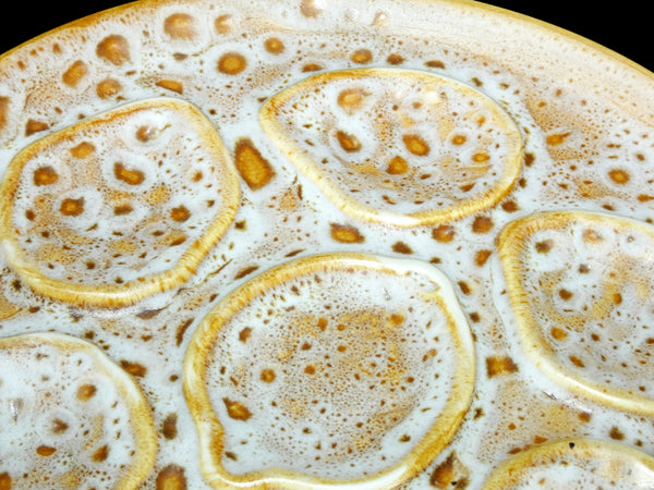 4 Niderviller France Majolica Oyster Plates, Vintage Niderviller Faience Pottery French Mousse Oyster Platter, French Oyster Serving Platter