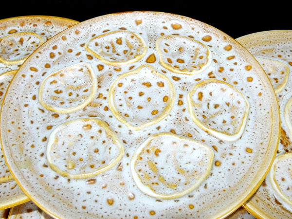 4 Niderviller France Majolica Oyster Plates, Vintage Niderviller Faience Pottery French Mousse Oyster Platter, French Oyster Serving Platter
