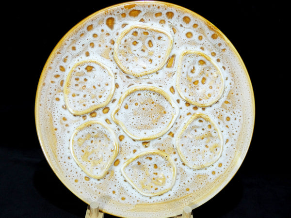 4 Niderviller France Majolica Oyster Plates, Vintage Niderviller Faience Pottery French Mousse Oyster Platter, French Oyster Serving Platter