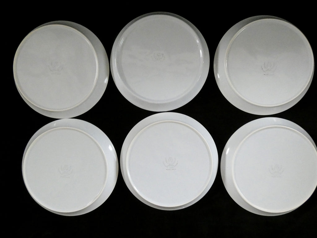 6 Vintage St Amand France Oyster Plates, White, Brown and Gray