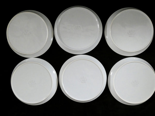 6 Vintage St Amand France Oyster Plates, White, Brown and Gray hand painted Majolica Ceramic, circa 1950