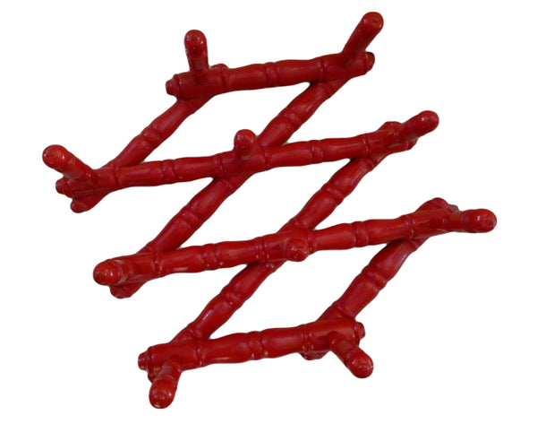 Vintage French Coat Hanger Turned Red Wood Wall Coat Rack Entryway Furniture Farmhouse Kitchen Decor