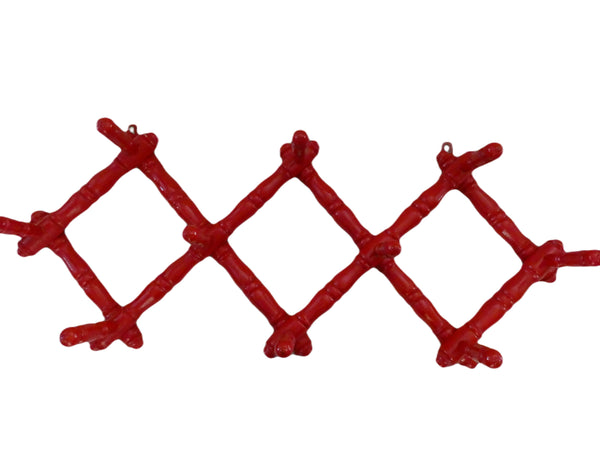 Vintage French Coat Hanger Turned Red Wood Wall Coat Rack Entryway Furniture Farmhouse Kitchen Decor