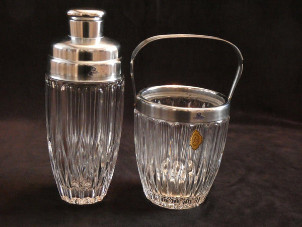 DeMeyere Inalterable Crystal Cocktail Shaker, Vintage Belgian Heavy Cut Ctystal Cocktail Shaker, Demeyere Ice Bucket, Belgian Crystal 1950s