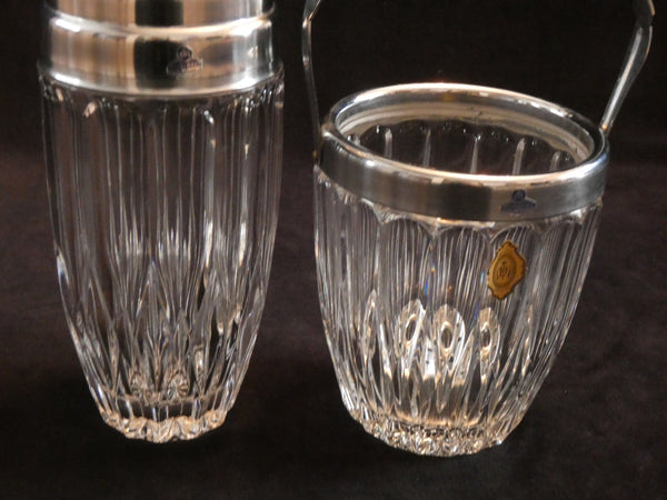 DeMeyere Inalterable Crystal Cocktail Shaker, Vintage Belgian Heavy Cut Ctystal Cocktail Shaker, Demeyere Ice Bucket, Belgian Crystal 1950s