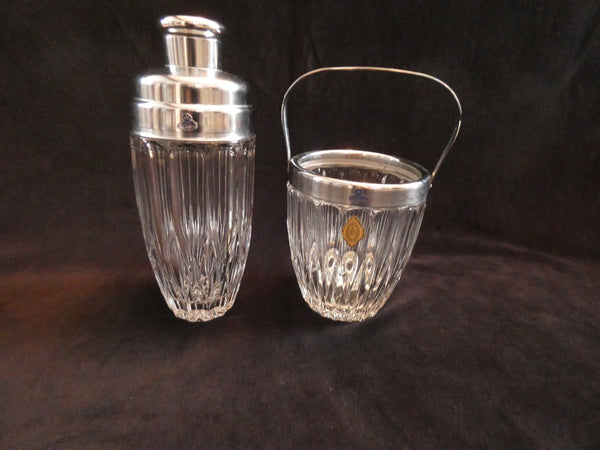 DeMeyere Inalterable Crystal Cocktail Shaker, Vintage Belgian Heavy Cut Ctystal Cocktail Shaker, Demeyere Ice Bucket, Belgian Crystal 1950s