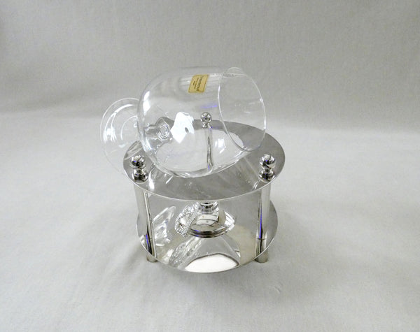 Vintage French Cognac Warmer Genevieve Lethu Brandy Glass Warmer, Drink Warmer Stand, Silver plated Barcart Accessoties