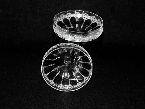 2 Vintage French Crystal Engraved Champagne Glasses, Retro Engraved Champagne Coupes, Made in France 1920s, Antique Champagne Saucers