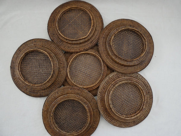 Vintage Round Rattan Chargers, set of 6 Beautiful Rattan Chargers, Rattan placemats, Rattan Serving Pads8