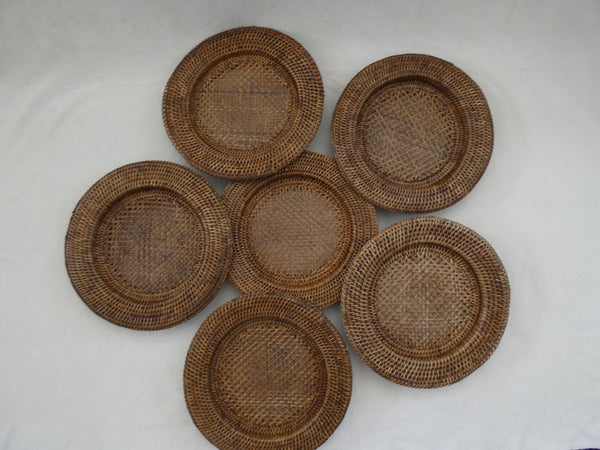 Vintage Round Rattan Chargers, set of 6 Beautiful Rattan Chargers, Rattan placemats, Rattan Serving Pads8