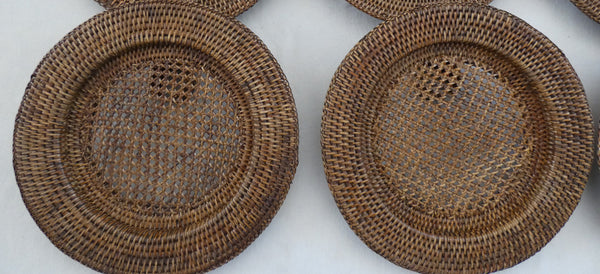 Vintage Round Rattan Chargers, set of 6 Beautiful Rattan Chargers, Rattan placemats, Rattan Serving Pads8