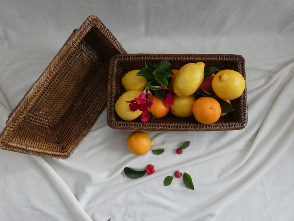 Vintage Rattan Baskets, Woven rattan basket set, Natural Wicker Baskets, Vintage Boho Basket,