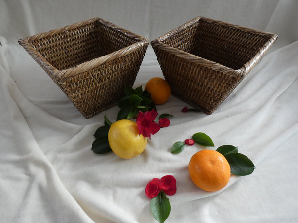 Rattan Basket set, Vintage Rattan Woven Baskets, Woven rattan basket set, Natural Wicker Baskets, Vintage Boho Basket,