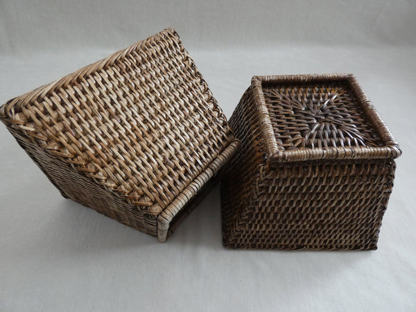 Rattan Basket set, Vintage Rattan Woven Baskets, Woven rattan basket set, Natural Wicker Baskets, Vintage Boho Basket,