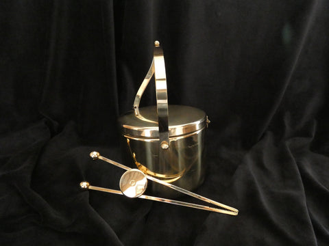 Vintage mid Century Ice Bucket, Gold Ice Bucket, Bar Cart Accessories