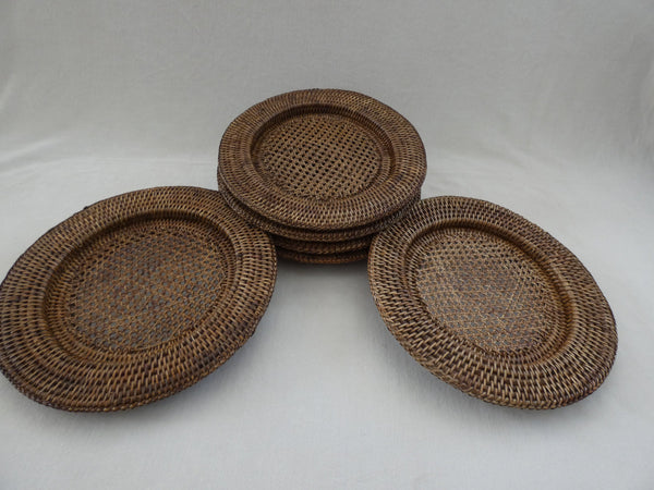 Vintage Round Rattan Chargers, set of 6 Beautiful Rattan Chargers, Rattan placemats, Rattan Serving Pads8