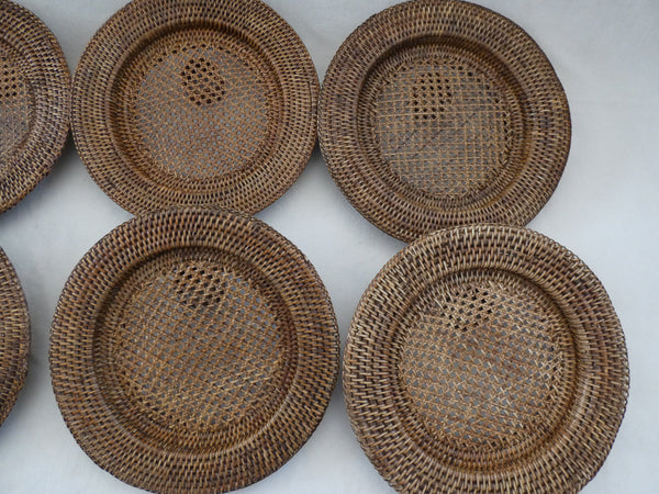 Vintage Round Rattan Chargers, set of 6 Beautiful Rattan Chargers, Rattan placemats, Rattan Serving Pads8