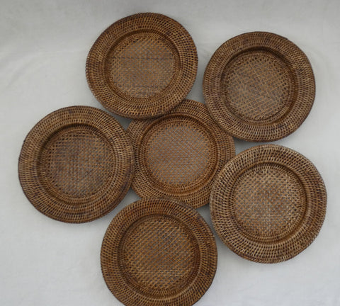 Vintage Round Rattan Chargers, set of 6 Beautiful Rattan Chargers, Rattan placemats, Rattan Serving Pads8