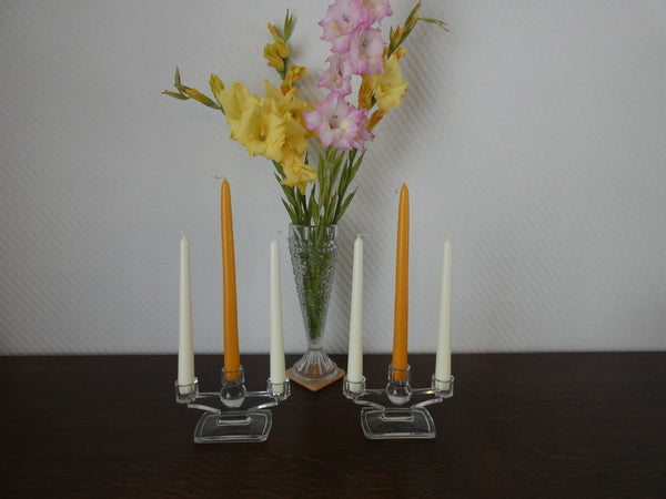 1 pc. Glass Candle Stick Holder, Vintage Belgian Candle Holders,Candelabra 1930s