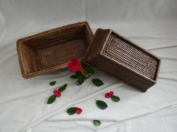 Vintage Rattan Baskets, Woven rattan basket set, Natural Wicker Baskets, Vintage Boho Basket,