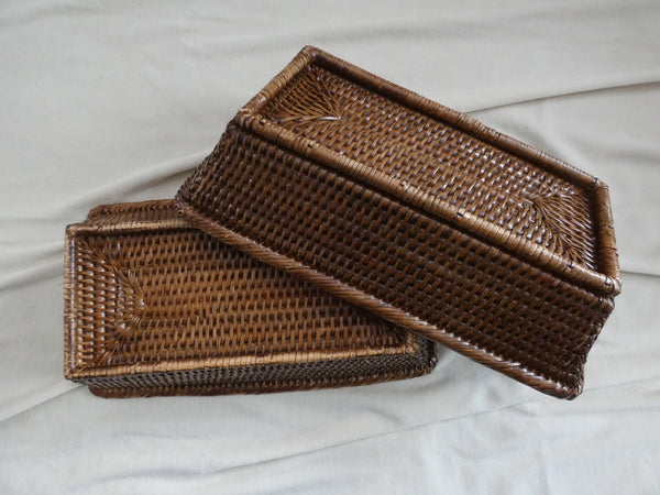 Vintage Rattan Baskets, Woven rattan basket set, Natural Wicker Baskets, Vintage Boho Basket,