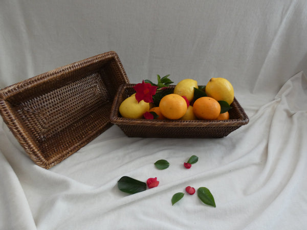 Vintage Rattan Baskets, Woven rattan basket set, Natural Wicker Baskets, Vintage Boho Basket,