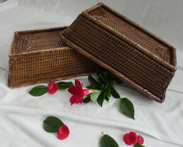 Vintage Rattan Baskets, Woven rattan basket set, Natural Wicker Baskets, Vintage Boho Basket,