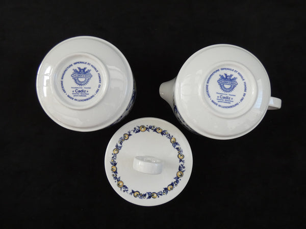 Villeroy & Boch  CADIZ Pattern  Sugar Bowl with Lid and Creamer Set, Vintage Porcelain, Made In Luxembourg