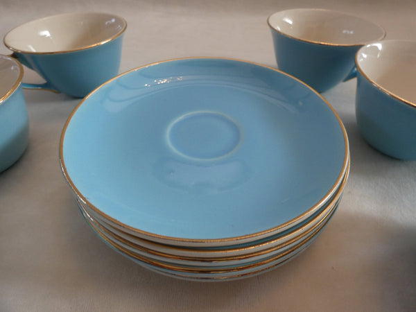 Coffee set of 3 Boch Frères Keralux Belgian Pottery, Boch Frères  Expo 58, Pastel Blue Gold 24 k Boch Seduction 1958 Belgian Porcelain,