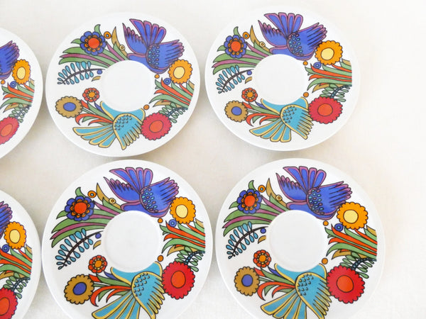 6 Acapulco Saucers Plates Breakfast plates Villeroy and Boch of Luxemburg  1960s Acapulco Pattern by Christine Reuter