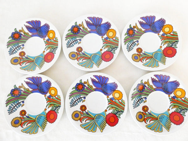 6 Acapulco Saucers Plates Breakfast plates Villeroy and Boch of Luxemburg  1960s Acapulco Pattern by Christine Reuter