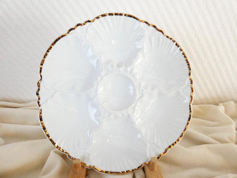 Oyster Plate Porcelaine Baudour Cerabel Vintage Belgian White Oyster Plate, Oyster Plate Collection Antique Dish Collection,