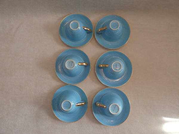 Coffee set of 3 Boch Frères Keralux Belgian Pottery, Boch Frères  Expo 58, Pastel Blue Gold 24 k Boch Seduction 1958 Belgian Porcelain,