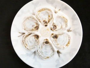 1 Oyster Plate Faience de Saint Amand, Vintage French Oysters Platter, 1950s