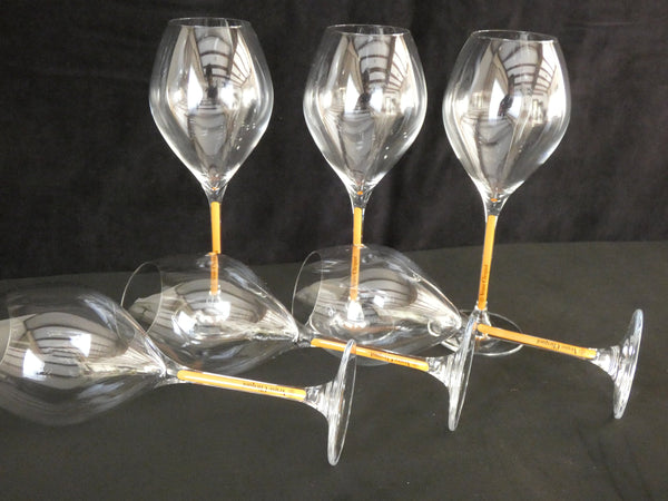 6 Veuve Clicquot VCP Champagne Crystal Flutes Orange Stem, 6 Rare Flûtes Veuve Clicquot Ponsardin, Wedding Glasses