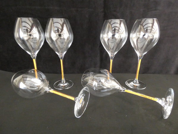 6 Veuve Clicquot VCP Champagne Crystal Flutes Orange Stem, 6 Rare Flûtes Veuve Clicquot Ponsardin, Wedding Glasses