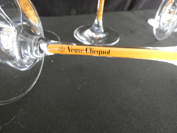 6 Veuve Clicquot VCP Champagne Crystal Flutes Orange Stem, 6 Rare Flûtes Veuve Clicquot Ponsardin, Wedding Glasses