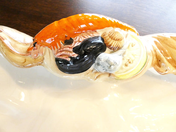 Majolica Seafood Dish Set Made in Italy, Vintage italian Seafood Dish Set,  Dipinto a Mano/ Painted By Hand