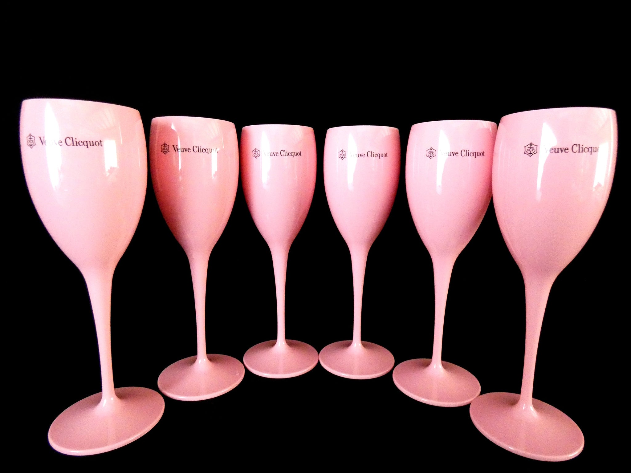 6 Veuve Clicquot Champagne Glasses Pink Flutes Veuve Clicquot Prestige, VCP Champagne