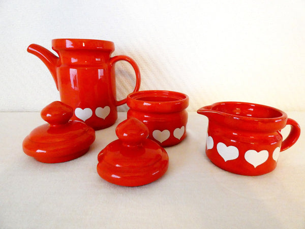 Waechtersbach Hearts, Vintage W. Germany Coffee/Tea Set