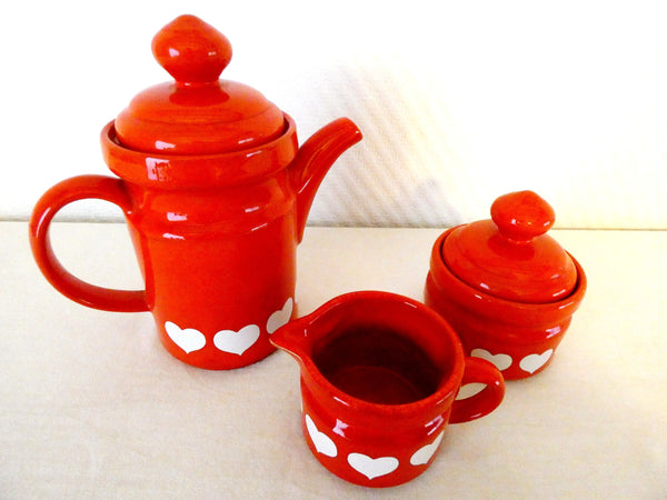 Waechtersbach Hearts, Vintage W. Germany Coffee/Tea Set